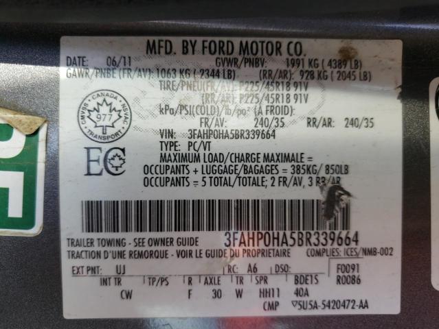 Photo 10 from auction – 2011 FORD FUSION SE with VIN 3FAHP0HA5BR339664