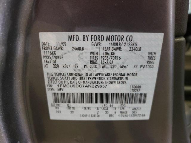 Photo 10 from auction – 2010 FORD ESCAPE XLT with VIN 1FMCU9DG7AKB29657