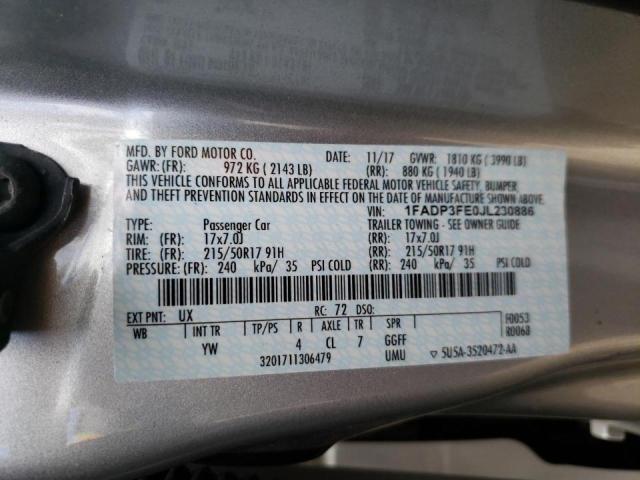 Photo 10 from auction – 2018 FORD FOCUS SE with VIN 1FADP3FE0JL230886