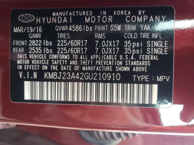 Photo 10 from auction – 2016 HYUNDAI TUCSON SE with VIN KM8J23A42GU210910
