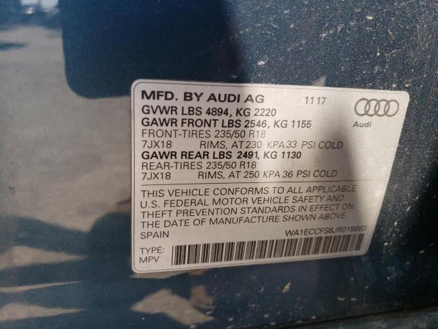 Photo 10 from auction – 2018 AUDI Q3 PREMIUM with VIN WA1ECCFS6JR018663