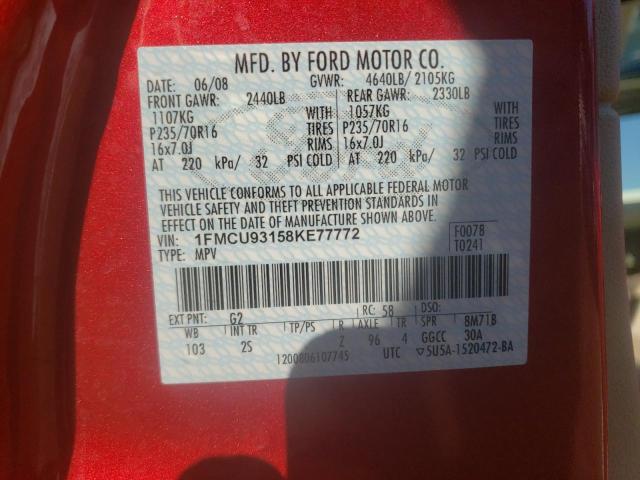 Photo 10 from auction – 2008 FORD ESCAPE XLT with VIN 1FMCU93158KE77772
