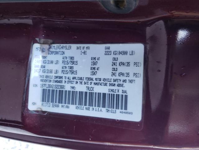 Photo 10 from auction – 2001 DODGE DAKOTA with VIN 1B7FL26X21S223681