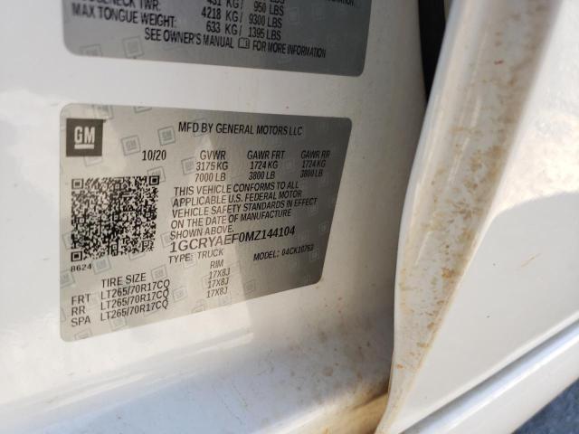 Photo 10 from auction – 2021 CHEVROLET SILVERADO with VIN 1GCRYAEF0MZ144104