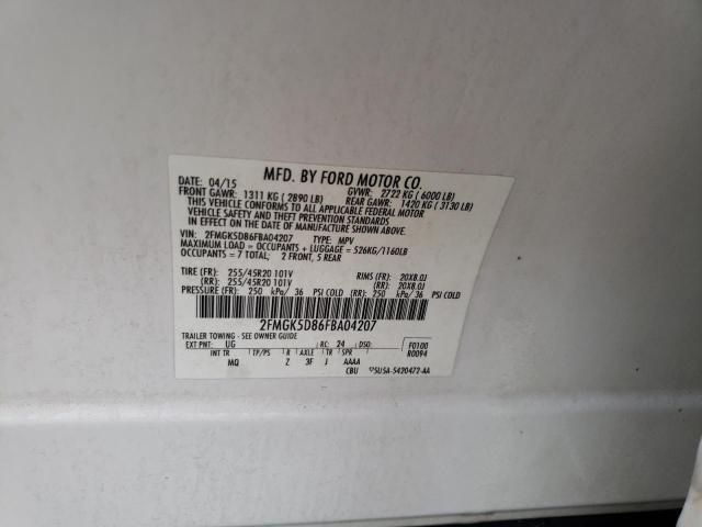 Photo 10 from auction – 2015 FORD FLEX LIMIT with VIN 2FMGK5D86FBA04207