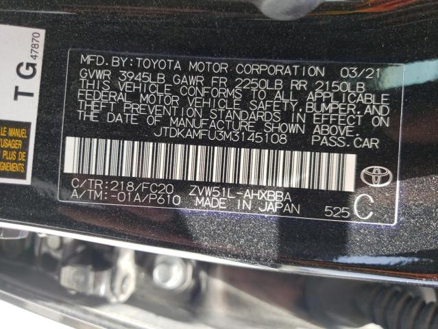 Photo 10 from auction – 2021 TOYOTA PRIUS SPEC with VIN JTDKAMFU3M3145108