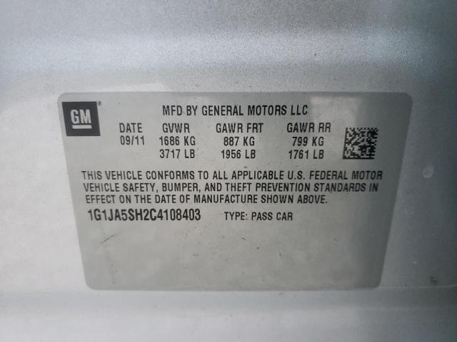 Photo 10 from auction – 2012 CHEVROLET SONIC LS with VIN 1G1JA5SH2C4108403
