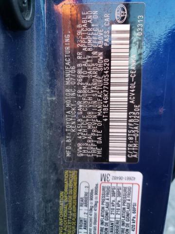 Photo 10 from auction – 2007 TOYOTA CAMRY CE with VIN 4T1BE46K77U054520