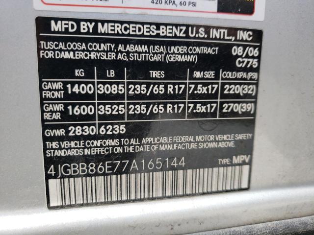 Photo 10 from auction – 2007 MERCEDES-BENZ ML 350 with VIN 4JGBB86E77A165144