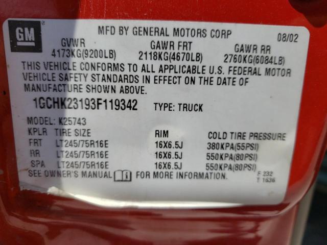 Photo 10 from auction – 2003 CHEVROLET SILVERADO with VIN 1GCHK23193F119342