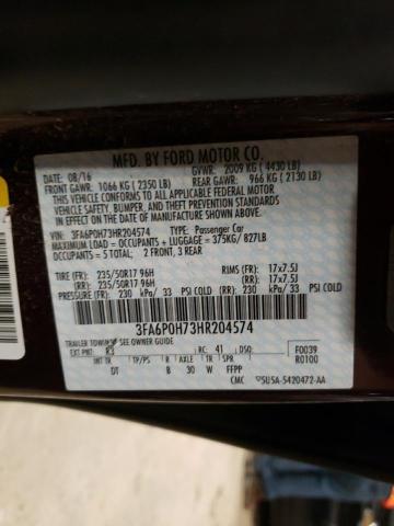 Photo 10 from auction – 2017 FORD FUSION SE with VIN 3FA6P0H73HR204574