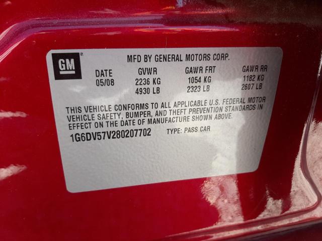 Photo 10 from auction – 2008 CADILLAC CTS HI FEA with VIN 1G6DV57V280207702