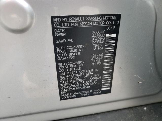 Photo 10 from auction – 2016 NISSAN ROGUE S with VIN KNMAT2MT4GP731849