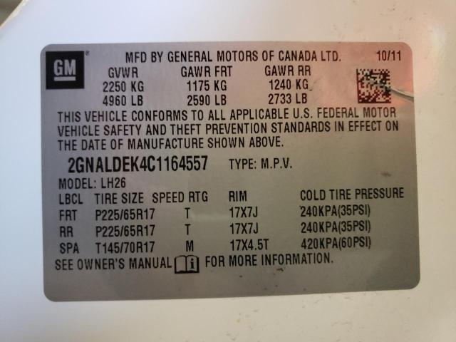 Photo 10 from auction – 2012 CHEVROLET EQUINOX LT with VIN 2GNALDEK4C1164557