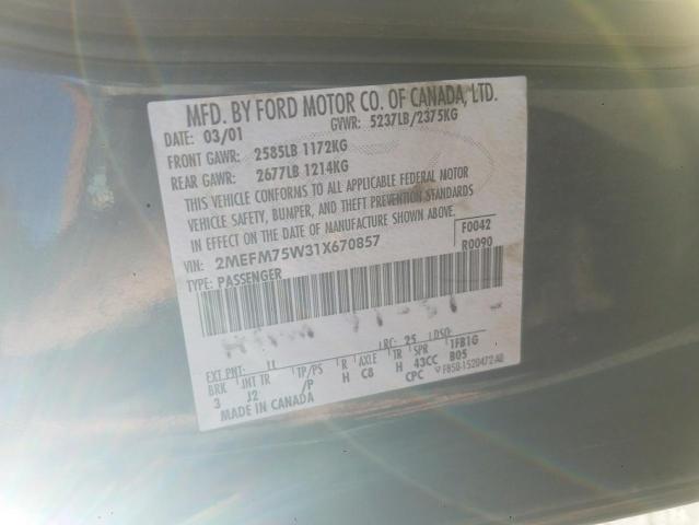 Photo 10 from auction – 2001 MERCURY GRAND MARQ with VIN 2MEFM75W31X670857
