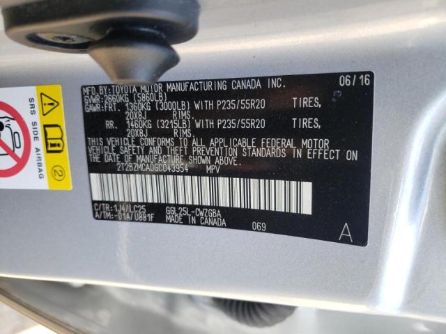 Photo 10 from auction – 2016 LEXUS RX 350 BAS with VIN 2T2BZMCA0GC043954