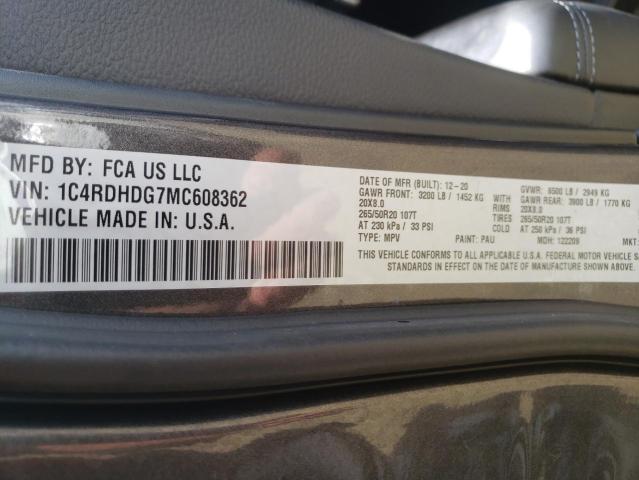 Photo 10 from auction – 2021 DODGE DURANGO GT with VIN 1C4RDHDG7MC608362