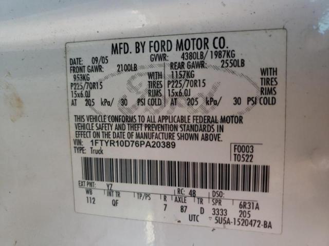 Photo 10 from auction – 2006 FORD RANGER with VIN 1FTYR10D76PA20389