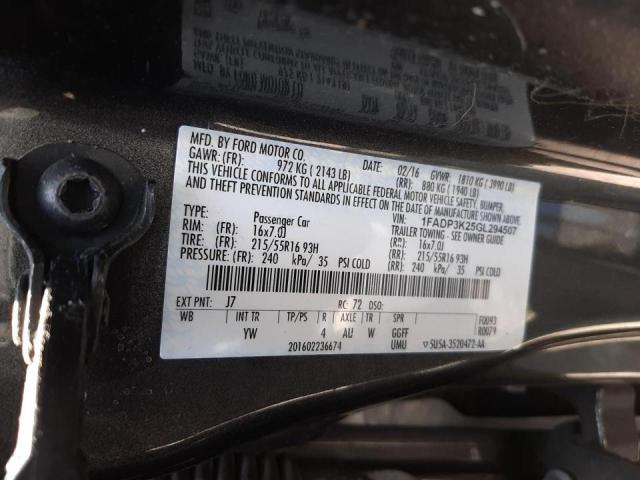 Photo 10 from auction – 2016 FORD FOCUS SE with VIN 1FADP3K25GL294507