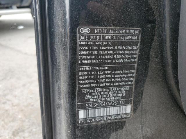 Photo 10 from auction – 2010 LAND ROVER RANGE ROVE with VIN SALSH2E47AA251031