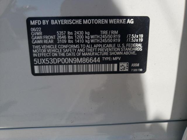 Photo 10 from auction – 2022 BMW X3 XDRIVE3 with VIN 5UX53DP00N9M86644