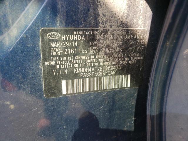 Photo 10 from auction – 2014 HYUNDAI ELANTRA SE with VIN KMHDH4AE2EU180475