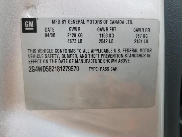 Photo 10 from auction – 2008 BUICK LACROSSE C with VIN 2G4WD582181279570