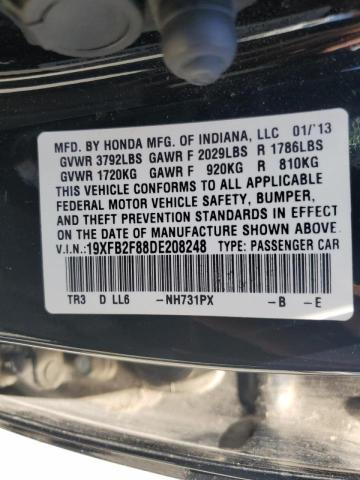 Photo 10 from auction – 2013 HONDA CIVIC EX with VIN 19XFB2F88DE208248