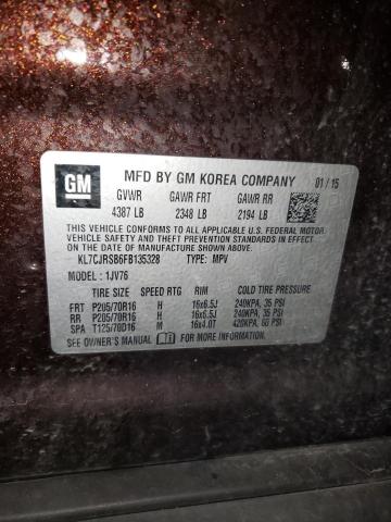 Photo 10 from auction – 2015 CHEVROLET TRAX 1LT with VIN KL7CJRSB6FB135328