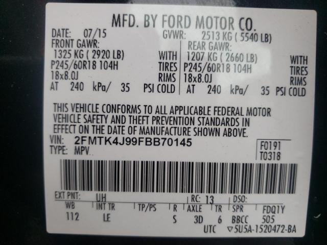 Photo 10 from auction – 2015 FORD EDGE SEL with VIN 2FMTK4J99FBB70145