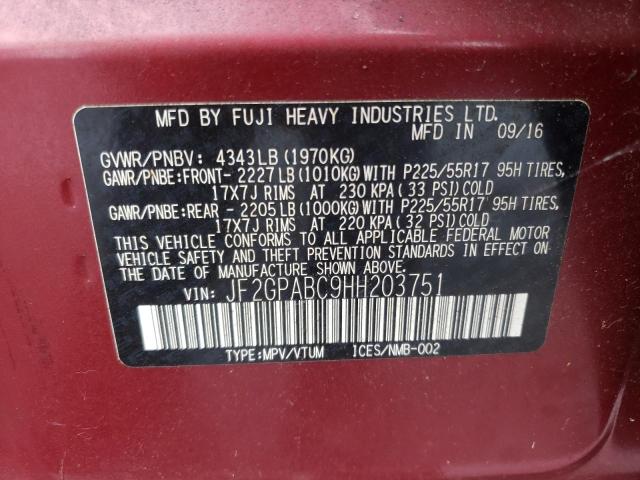 Photo 10 from auction – 2017 SUBARU CROSSTREK with VIN JF2GPABC9HH203751