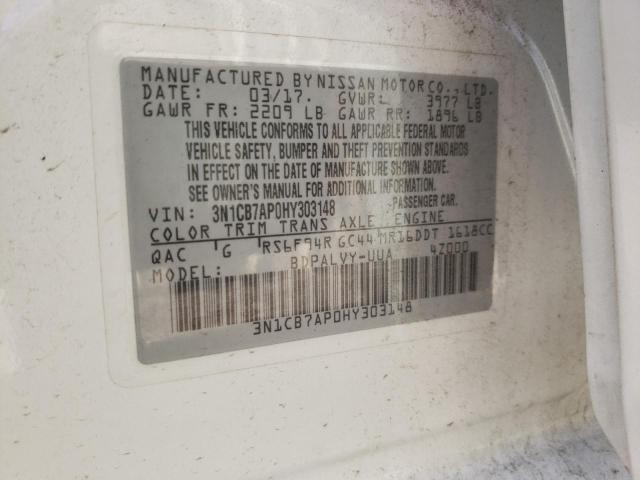 Photo 10 from auction – 2017 NISSAN SENTRA SR with VIN 3N1CB7AP0HY303148