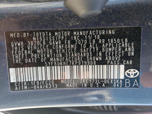 Photo 10 from auction – 2019 TOYOTA COROLLA L with VIN 5YFBURHE7KP919908
