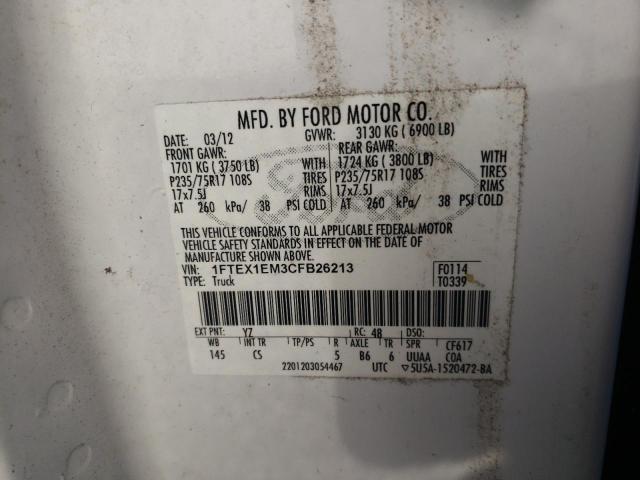 Photo 10 from auction – 2012 FORD F150 SUPER with VIN 1FTEX1EM3CFB26213