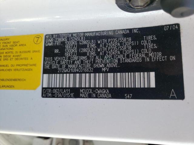 Photo 10 from auction – 2004 LEXUS RX 330 with VIN 2T2GA31U84C016632