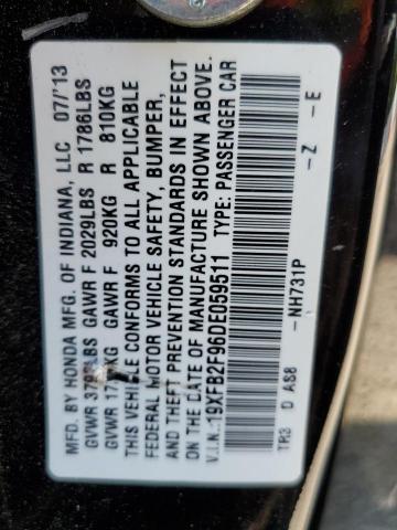 Photo 10 from auction – 2013 HONDA CIVIC EXL with VIN 19XFB2F96DE059511