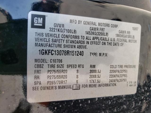 Photo 10 from auction – 2008 GMC YUKON with VIN 1GKFC13078R151240