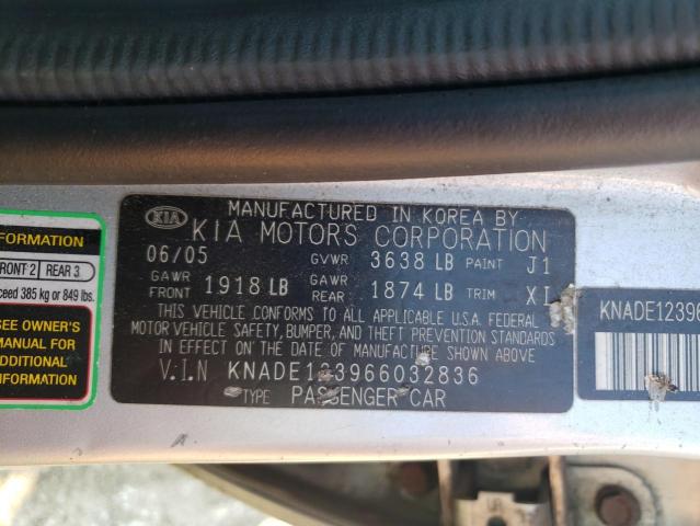 Photo 10 from auction – 2006 KIA RIO with VIN KNADE123966032836