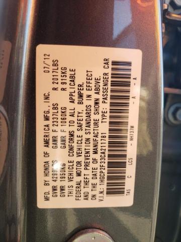 Photo 10 from auction – 2012 HONDA ACCORD LX with VIN 1HGCP2F33CA211781