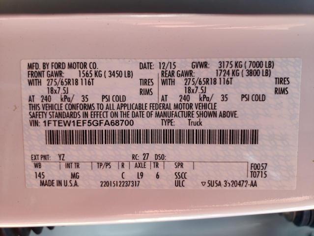 Photo 10 from auction – 2016 FORD F150 SUPER with VIN 1FTEW1EF5GFA68700
