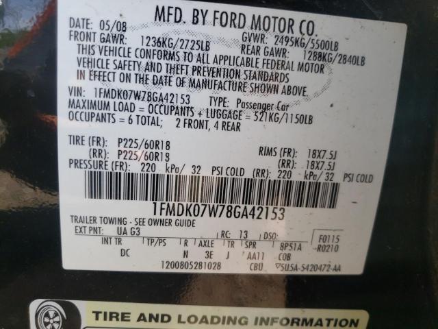Photo 10 from auction – 2008 FORD TAURUS X E with VIN 1FMDK07W78GA42153