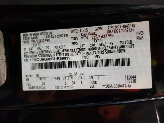 Photo 10 from auction – 2016 FORD ESCAPE SE with VIN 1FMCU9G90GUB59819