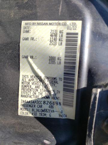Photo 10 from auction – 2012 NISSAN MAXIMA S with VIN 1N4AA5AP2CC826898