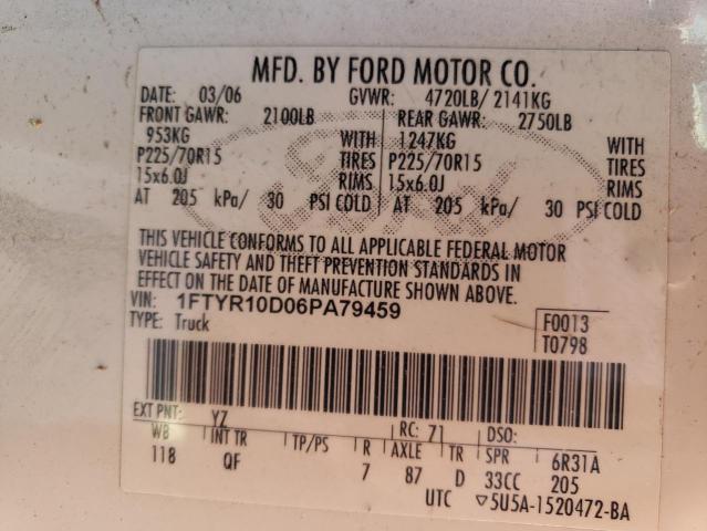 Photo 10 from auction – 2006 FORD RANGER with VIN 1FTYR10D06PA79459