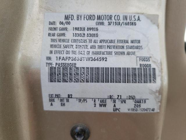 Photo 10 from auction – 2000 FORD FOCUS SE with VIN 1FAFP3636YW364592
