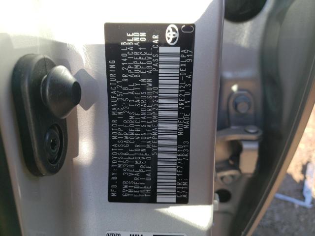 Photo 10 from auction – 2021 TOYOTA COROLLA LE with VIN 5YFEPMAEXMP252420