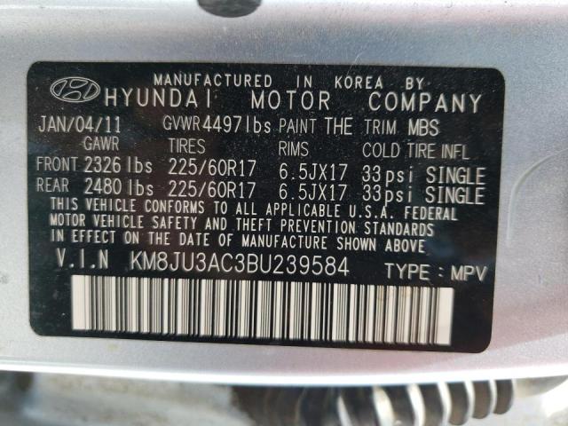 Photo 10 from auction – 2011 HYUNDAI TUCSON GLS with VIN KM8JU3AC3BU239584