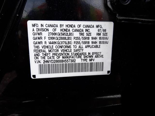 Photo 10 from auction – 2008 ACURA MDX TECHNO with VIN 2HNYD28688H557302