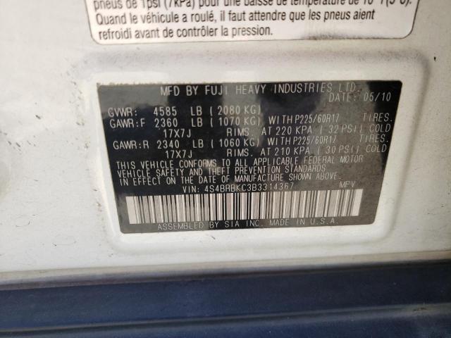 Снимка 10 от търг – 2011 SUBARU OUTBACK 2. с VIN 4S4BRBKC3B3314367