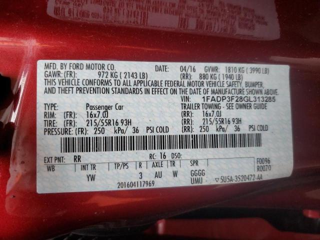 Photo 10 from auction – 2016 FORD FOCUS SE with VIN 1FADP3F28GL313285